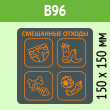 Наклейка на бак «Смешанные отходы», B96 (пленка, 150х150 мм)